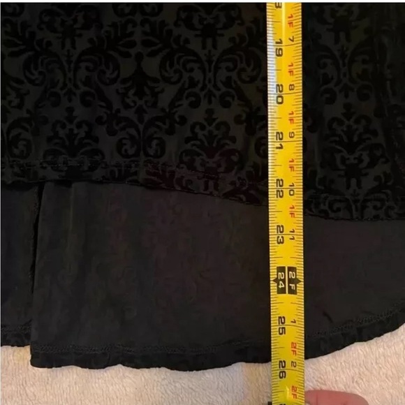 Women’s Sm. Y2K Sheer Velvet Baroque Peplum Sleeveless Top Blouse Witchy Vampire - Picture 9 of 10